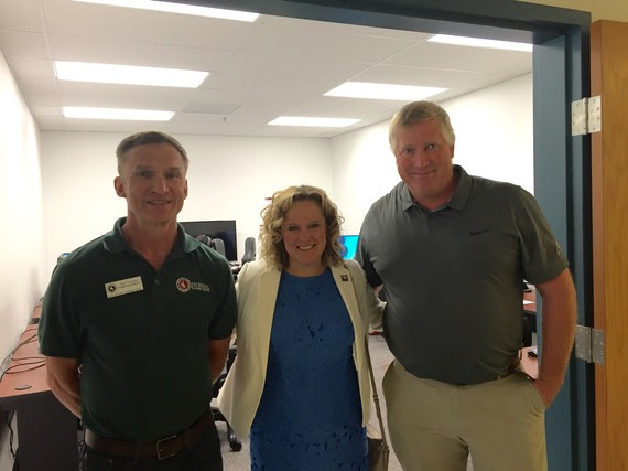 Superintendent Balow with the Wyoming Contractors Association (WCA) Training Center Executive Director Rod Thomas and the President of the Construction Careers Foundation Quint Davis.