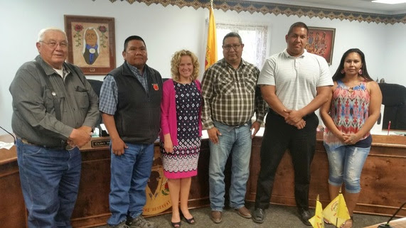 Superintendent Balow with members of the Shoshone Business Council and Harmony Spoonhunter, Education Director for the Shoshone Tribe