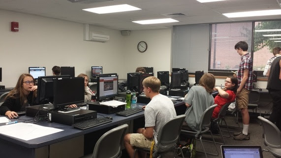 Students in a computer lab working on their coding skills.