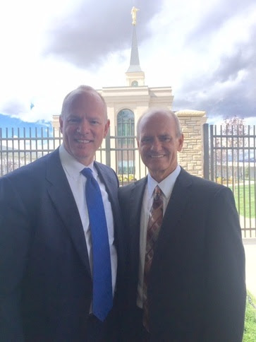 Governor Matt Mead with Superintendent Allred in front of the new Mormon Temple in Afton, Wyoming.