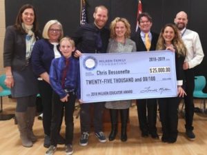Chris Bessonette is awarded a $25,000 from the Milken Family Foundation