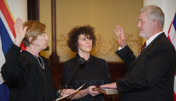 Superintendent Schroeder taking the Oath of Office